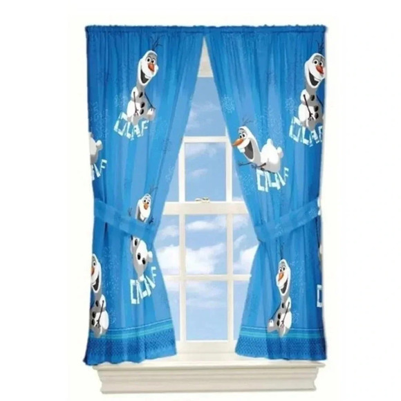 Disney Frozen Window Panels Curtains Fun With Olaf NWT - Picture 1 of 10